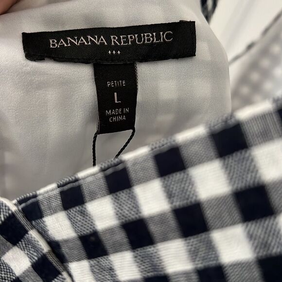 Banana republic women’s petite large black & white checked Wide leg Romper NWT - Picture 12 of 14